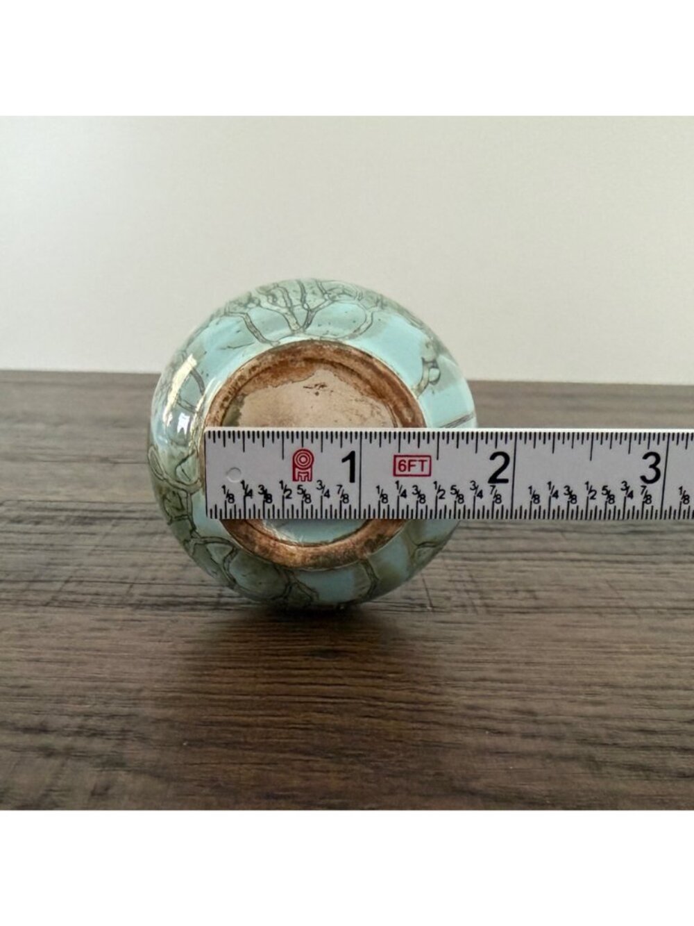 Vintage Delft Hand Painted MCM Brass Marbleized Ceramic Floral Bud Vase Art Deco - Picture 11 of 14